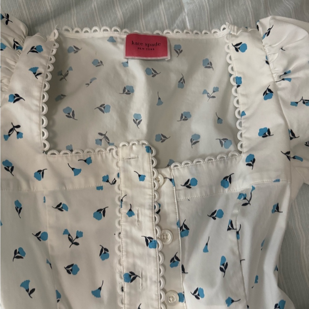 Kate Spade White and Blue Floral Midi Dress